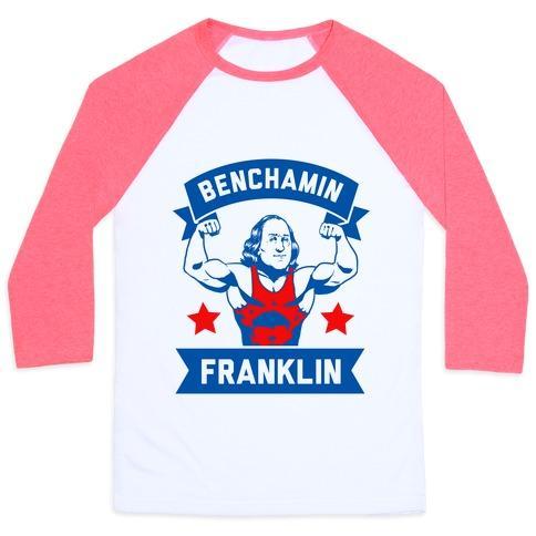 Virgin Teez  Baseball Tee Unisex Classic Baseball Tee / x-small / White/Neon Pink BENCHAMIN FRANKLIN UNISEX CLASSIC BASEBALL TEE