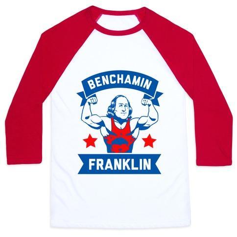 Virgin Teez  Baseball Tee Unisex Classic Baseball Tee / x-small / White/Red BENCHAMIN FRANKLIN UNISEX CLASSIC BASEBALL TEE