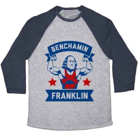 Virgin Teez  Baseball Tee Unisex Tri-Blend Baseball Tee / small / Athletic Gray / Navy BENCHAMIN FRANKLIN UNISEX TRI-BLEND BASEBALL TEE
