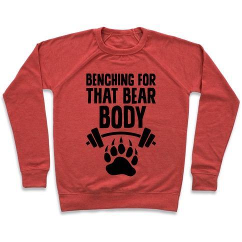 Virgin Teez  Pullover Crewneck Sweatshirt / x-small / Heathered Red BENCHING FOR THAT BEAR BODY CREWNECK SWEATSHIRT
