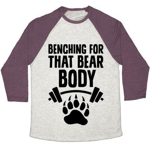 Virgin Teez  Baseball Tee Unisex Tri-Blend Baseball Tee / small / Oatmeal / Maroon BENCHING FOR THAT BEAR BODY UNISEX TRI-BLEND BASEBALL TEE