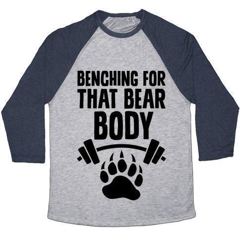 Virgin Teez  Baseball Tee Unisex Tri-Blend Baseball Tee / small / Athletic Gray / Navy BENCHING FOR THAT BEAR BODY UNISEX TRI-BLEND BASEBALL TEE