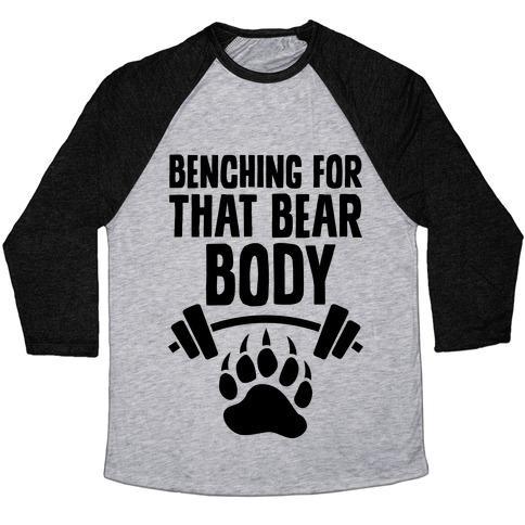 Virgin Teez  Baseball Tee Unisex Tri-Blend Baseball Tee / small / Athletic Gray / Black BENCHING FOR THAT BEAR BODY UNISEX TRI-BLEND BASEBALL TEE