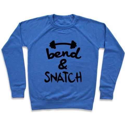 Virgin Teez  Pullover Crewneck Sweatshirt / x-small / Heathered Blue BEND AND SNATCH CREWNECK SWEATSHIRT