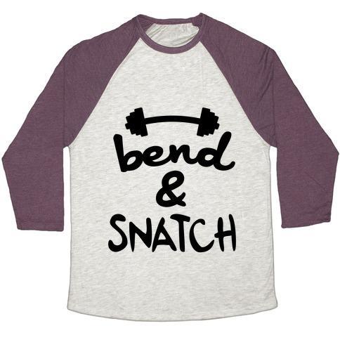 Virgin Teez  Baseball Tee Unisex Tri-Blend Baseball Tee / small / Oatmeal / Maroon BEND AND SNATCH UNISEX TRI-BLEND BASEBALL TEE