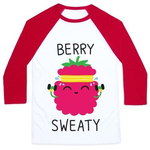 Virgin Teez  Baseball Tee Unisex Classic Baseball Tee / x-small / White/Red BERRY SWEATY UNISEX CLASSIC BASEBALL TEE