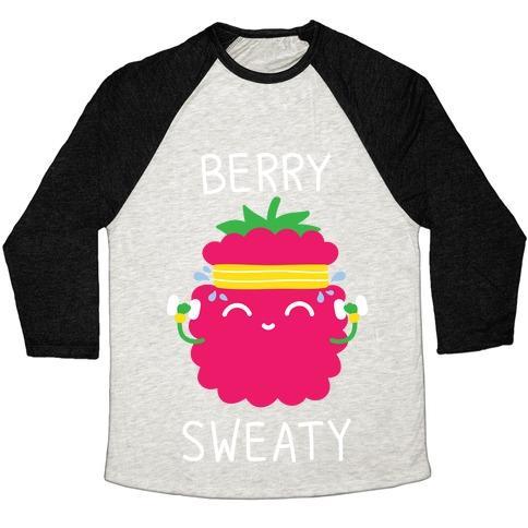 Virgin Teez  Baseball Tee Unisex Tri-Blend Baseball Tee / small / Oatmeal / Black BERRY SWEATY UNISEX TRI-BLEND BASEBALL TEE