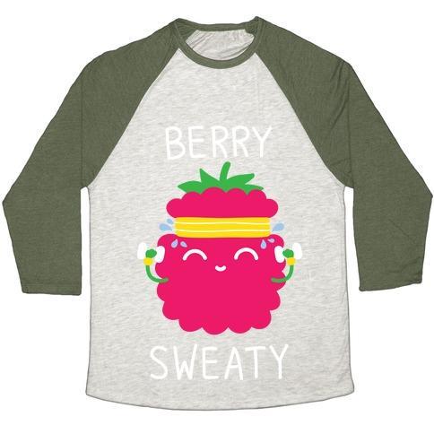 Virgin Teez  Baseball Tee Unisex Tri-Blend Baseball Tee / small / Oatmeal / Moss BERRY SWEATY UNISEX TRI-BLEND BASEBALL TEE