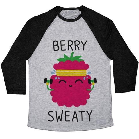 Virgin Teez  Baseball Tee Unisex Tri-Blend Baseball Tee / small / Athletic Gray / Black BERRY SWEATY UNISEX TRI-BLEND BASEBALL TEE
