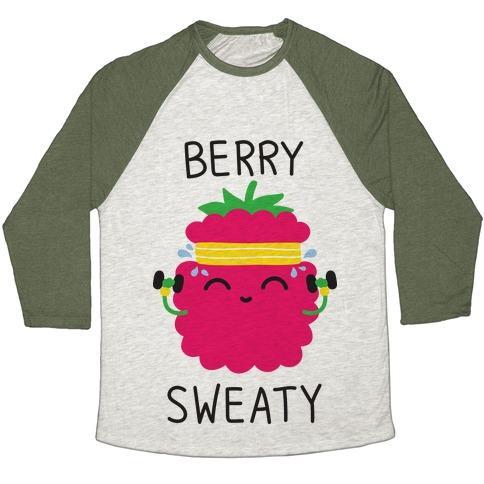 Virgin Teez  Baseball Tee Unisex Tri-Blend Baseball Tee / small / Oatmeal / Moss BERRY SWEATY UNISEX TRI-BLEND BASEBALL TEE
