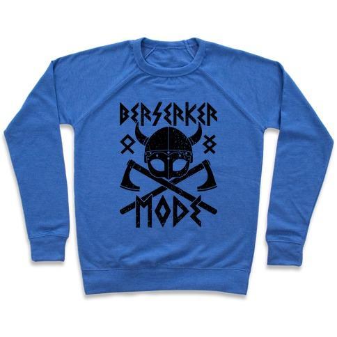 Virgin Teez  Pullover Crewneck Sweatshirt / x-small / Heathered Blue BERSERKER MODE CREWNECK SWEATSHIRT