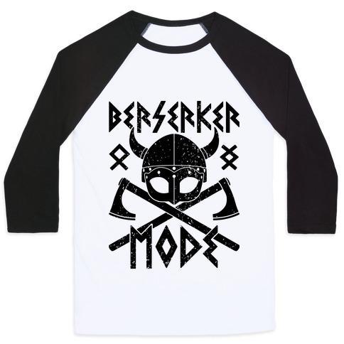 Virgin Teez  Baseball Tee Unisex Classic Baseball Tee / x-small / White/Black BERSERKER MODE UNISEX CLASSIC BASEBALL TEE