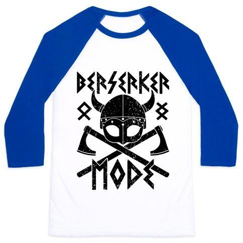 Virgin Teez  Baseball Tee Unisex Classic Baseball Tee / x-small / White/Blue BERSERKER MODE UNISEX CLASSIC BASEBALL TEE