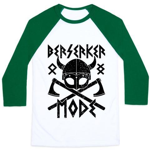 Virgin Teez  Baseball Tee Unisex Classic Baseball Tee / x-small / White/Dark Green BERSERKER MODE UNISEX CLASSIC BASEBALL TEE