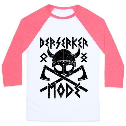 Virgin Teez  Baseball Tee Unisex Classic Baseball Tee / x-small / White/Neon Pink BERSERKER MODE UNISEX CLASSIC BASEBALL TEE