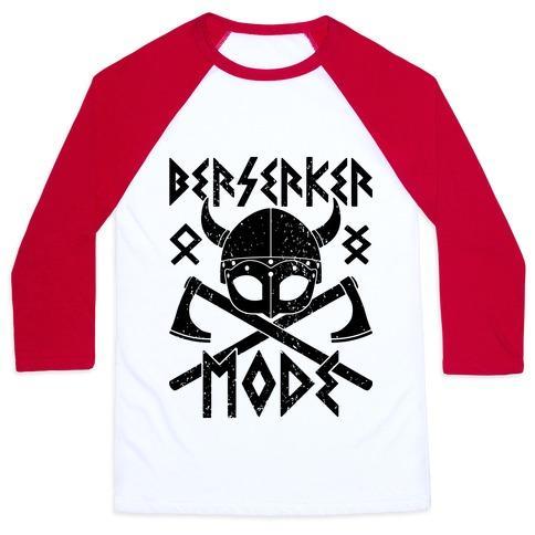 Virgin Teez  Baseball Tee Unisex Classic Baseball Tee / x-small / White/Red BERSERKER MODE UNISEX CLASSIC BASEBALL TEE