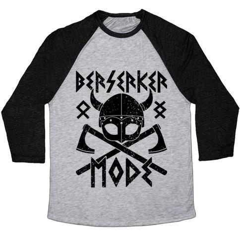 Virgin Teez  Baseball Tee Unisex Tri-Blend Baseball Tee / small / Athletic Gray / Black BERSERKER MODE UNISEX TRI-BLEND BASEBALL TEE