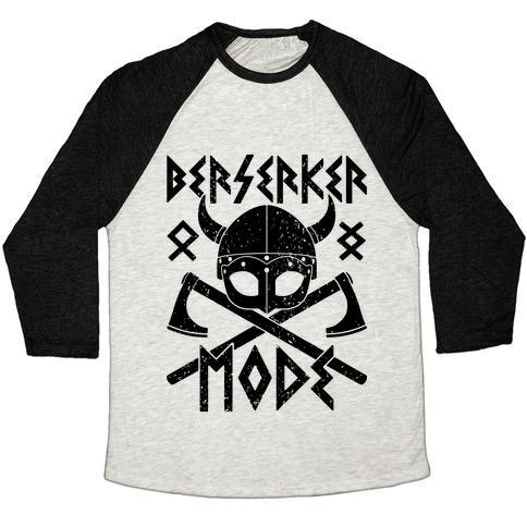 Virgin Teez  Baseball Tee Unisex Tri-Blend Baseball Tee / small / Oatmeal / Black BERSERKER MODE UNISEX TRI-BLEND BASEBALL TEE