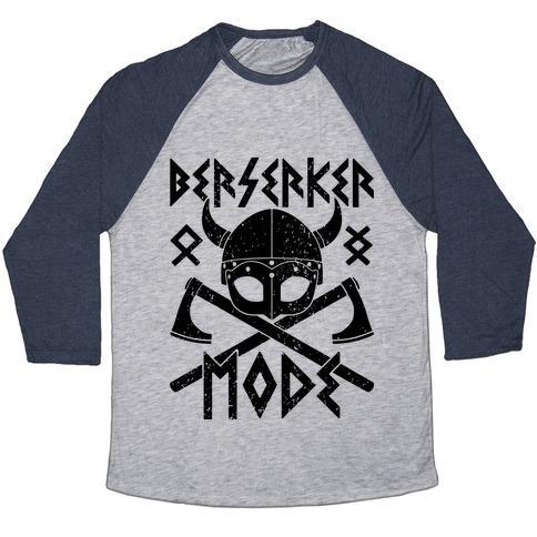 Virgin Teez  Baseball Tee Unisex Tri-Blend Baseball Tee / small / Athletic Gray / Navy BERSERKER MODE UNISEX TRI-BLEND BASEBALL TEE