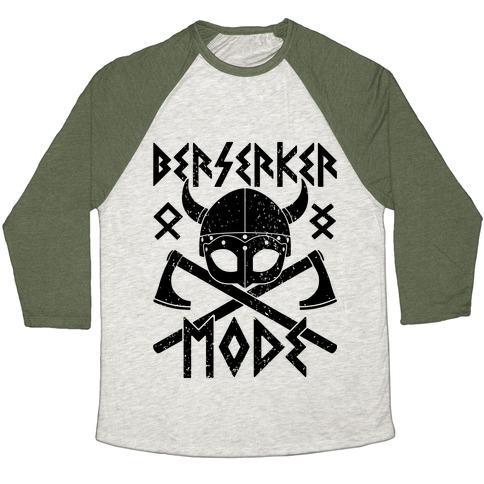 Virgin Teez  Baseball Tee Unisex Tri-Blend Baseball Tee / small / Oatmeal / Moss BERSERKER MODE UNISEX TRI-BLEND BASEBALL TEE