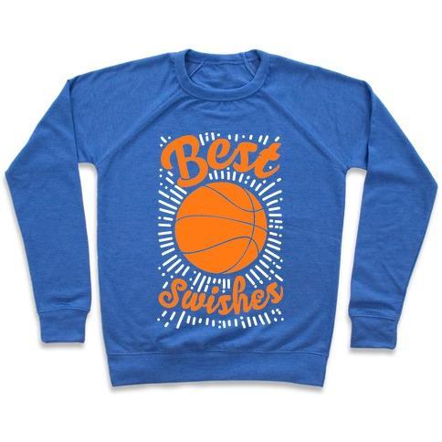 Virgin Teez  Pullover Crewneck Sweatshirt / x-small / Heathered Blue BEST SWISHES CREWNECK SWEATSHIRT
