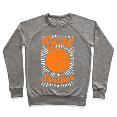 Virgin Teez  Pullover Crewneck Sweatshirt / x-small / Heathered Gray BEST SWISHES CREWNECK SWEATSHIRT