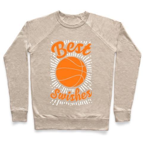 Virgin Teez  Pullover Crewneck Sweatshirt / x-small / Heathered Oatmeal BEST SWISHES CREWNECK SWEATSHIRT