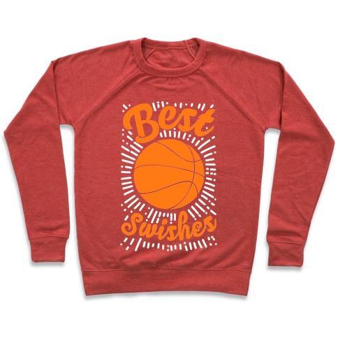 Virgin Teez  Pullover Crewneck Sweatshirt / x-small / Heathered Red BEST SWISHES CREWNECK SWEATSHIRT