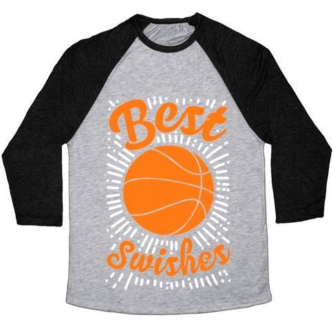 Virgin Teez  Baseball Tee Unisex Tri-Blend Baseball Tee / small / Athletic Gray / Black BEST SWISHES UNISEX TRI-BLEND BASEBALL TEE