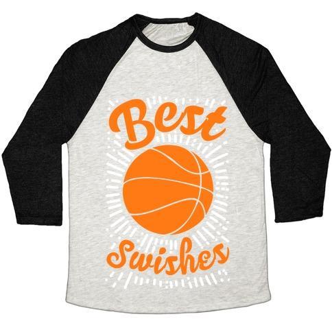 Virgin Teez  Baseball Tee Unisex Tri-Blend Baseball Tee / small / Oatmeal / Black BEST SWISHES UNISEX TRI-BLEND BASEBALL TEE