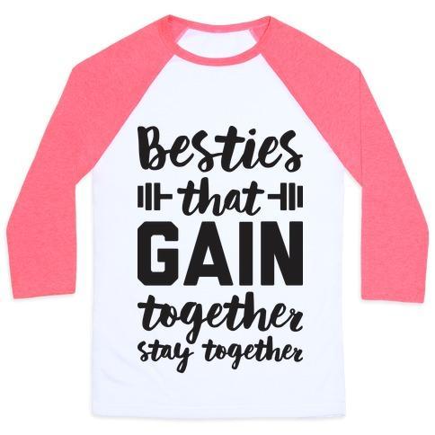 Virgin Teez  Baseball Tee Unisex Classic Baseball Tee / x-small / White/Neon Pink BESTIES THAT GAIN TOGETHER STAY TOGETHER UNISEX CLASSIC BASEBALL TEE