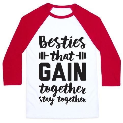 Virgin Teez  Baseball Tee Unisex Classic Baseball Tee / x-small / White/Red BESTIES THAT GAIN TOGETHER STAY TOGETHER UNISEX CLASSIC BASEBALL TEE
