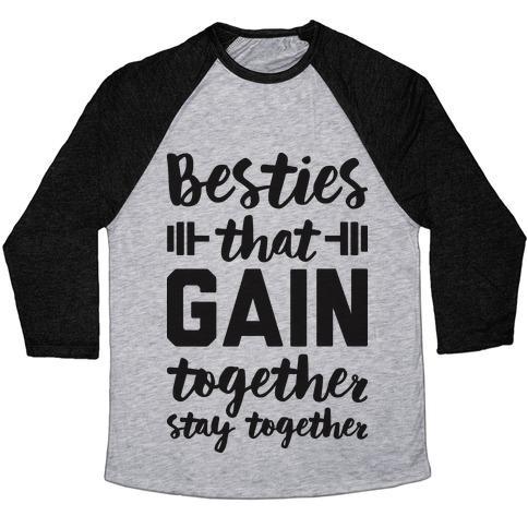 Virgin Teez  Baseball Tee Unisex Tri-Blend Baseball Tee / small / Athletic Gray / Black BESTIES THAT GAIN TOGETHER STAY TOGETHER UNISEX TRI-BLEND BASEBALL TEE