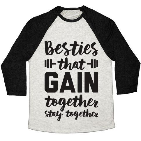 Virgin Teez  Baseball Tee Unisex Tri-Blend Baseball Tee / small / Oatmeal / Black BESTIES THAT GAIN TOGETHER STAY TOGETHER UNISEX TRI-BLEND BASEBALL TEE