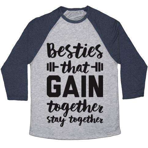 Virgin Teez  Baseball Tee Unisex Tri-Blend Baseball Tee / small / Athletic Gray / Navy BESTIES THAT GAIN TOGETHER STAY TOGETHER UNISEX TRI-BLEND BASEBALL TEE
