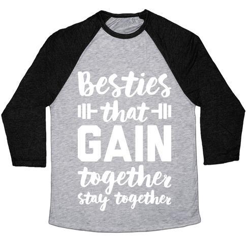 Virgin Teez  Baseball Tee Unisex Tri-Blend Baseball Tee / small / Athletic Gray / Black BESTIES THAT GAIN TOGETHER STAY TOGETHER UNISEX TRI-BLEND BASEBALL TEE