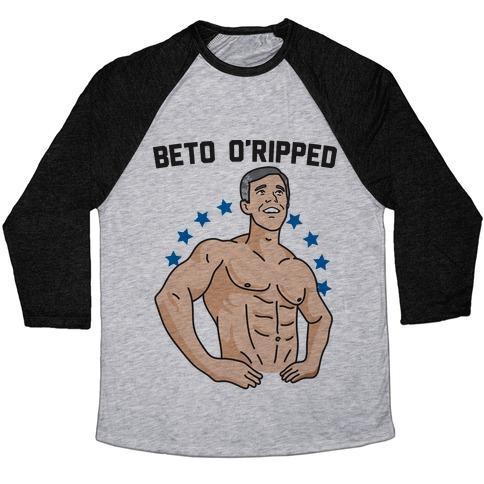 Virgin Teez  Baseball Tee Unisex Tri-Blend Baseball Tee / small / Athletic Gray / Black BETO O'RIPPED UNISEX TRI-BLEND BASEBALL TEE