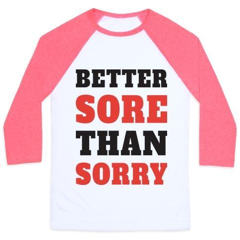 Virgin Teez  Baseball Tee Unisex Classic Baseball Tee / x-small / White/Neon Pink BETTER SORE THAN SORRY (TANK) UNISEX CLASSIC BASEBALL TEE