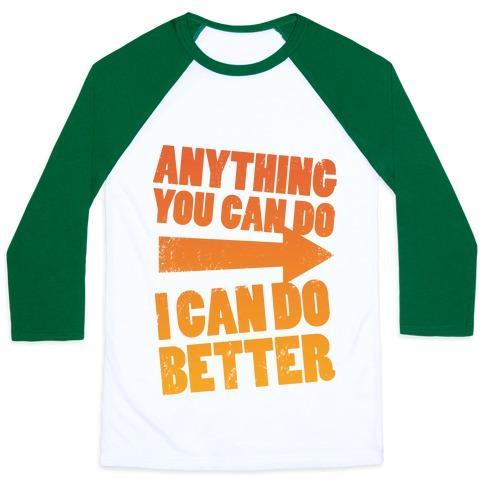 Virgin Teez  Baseball Tee Unisex Classic Baseball Tee / x-small / White/Dark Green BETTER THAN YOU (TRAINING PAIR, PART 1) UNISEX CLASSIC BASEBALL TEE