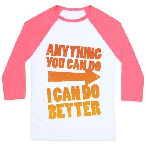 Virgin Teez  Baseball Tee Unisex Classic Baseball Tee / x-small / White/Neon Pink BETTER THAN YOU (TRAINING PAIR, PART 1) UNISEX CLASSIC BASEBALL TEE