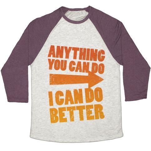 Virgin Teez  Baseball Tee Unisex Tri-Blend Baseball Tee / small / Oatmeal / Maroon BETTER THAN YOU (TRAINING PAIR, PART 1) UNISEX TRI-BLEND BASEBALL TEE