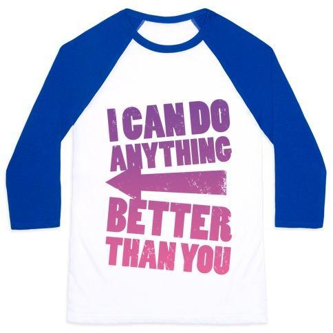 Virgin Teez  Baseball Tee Unisex Classic Baseball Tee / x-small / White/Blue BETTER THAN YOU (TRAINING PAIR, PART 2) UNISEX CLASSIC BASEBALL TEE