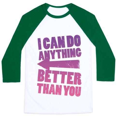 Virgin Teez  Baseball Tee Unisex Classic Baseball Tee / x-small / White/Dark Green BETTER THAN YOU (TRAINING PAIR, PART 2) UNISEX CLASSIC BASEBALL TEE