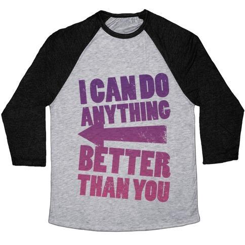 Virgin Teez  Baseball Tee Unisex Tri-Blend Baseball Tee / small / Athletic Gray / Black BETTER THAN YOU (TRAINING PAIR, PART 2) UNISEX TRI-BLEND BASEBALL TEE