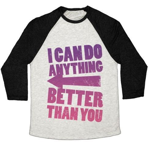 Virgin Teez  Baseball Tee Unisex Tri-Blend Baseball Tee / small / Oatmeal / Black BETTER THAN YOU (TRAINING PAIR, PART 2) UNISEX TRI-BLEND BASEBALL TEE