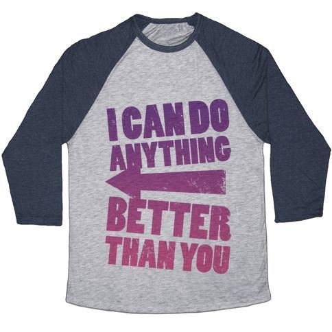 Virgin Teez  Baseball Tee Unisex Tri-Blend Baseball Tee / small / Athletic Gray / Navy BETTER THAN YOU (TRAINING PAIR, PART 2) UNISEX TRI-BLEND BASEBALL TEE