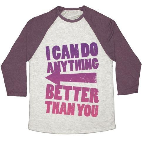 Virgin Teez  Baseball Tee Unisex Tri-Blend Baseball Tee / small / Oatmeal / Maroon BETTER THAN YOU (TRAINING PAIR, PART 2) UNISEX TRI-BLEND BASEBALL TEE