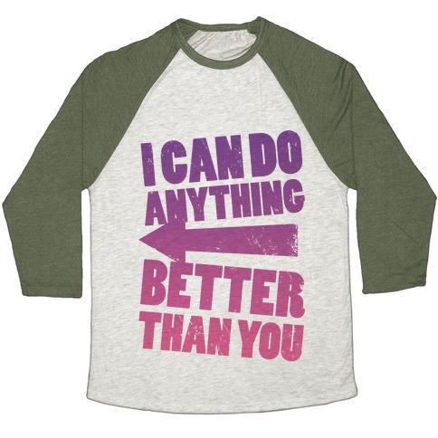 Virgin Teez  Baseball Tee Unisex Tri-Blend Baseball Tee / small / Oatmeal / Moss BETTER THAN YOU (TRAINING PAIR, PART 2) UNISEX TRI-BLEND BASEBALL TEE