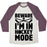 Virgin Teez  Baseball Tee Unisex Tri-Blend Baseball Tee / small / Oatmeal / Maroon BEWARE I'M IN HOCKEY MODE UNISEX TRI-BLEND BASEBALL TEE