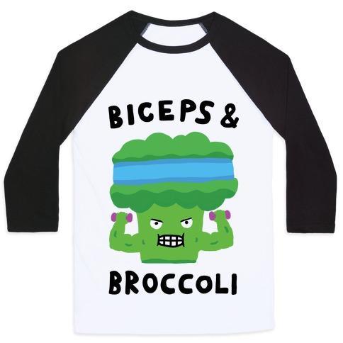Virgin Teez  Baseball Tee Unisex Classic Baseball Tee / x-small / White/Black BICEPS AND BROCCOLI UNISEX CLASSIC BASEBALL TEE